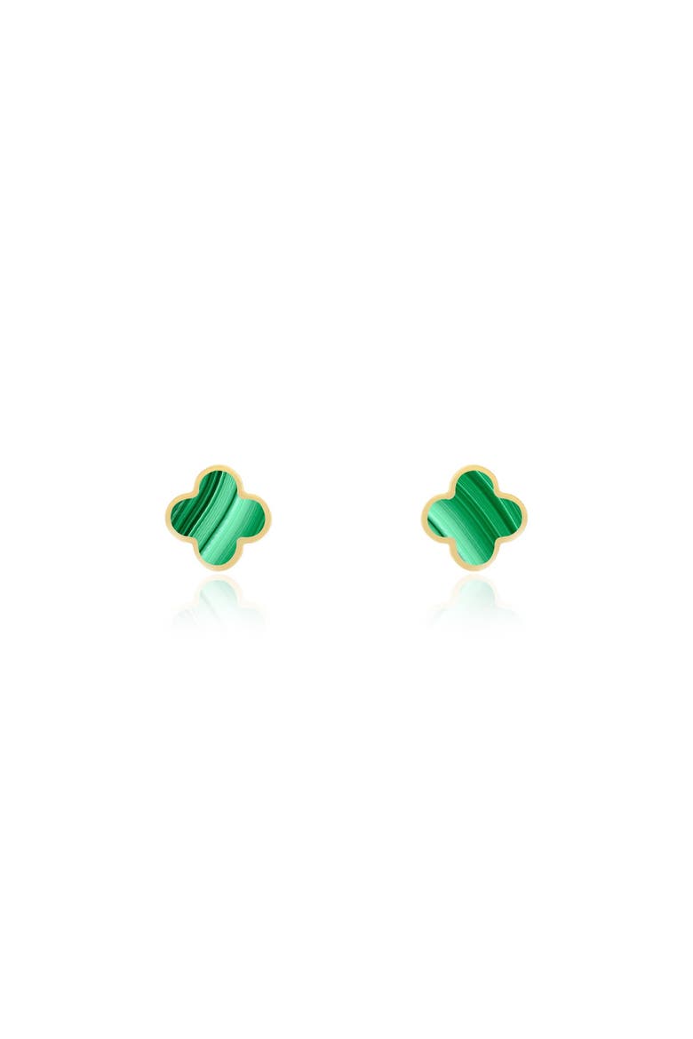 Mini Malachite Clover Stud Earrings, Alternate, color, Malachite