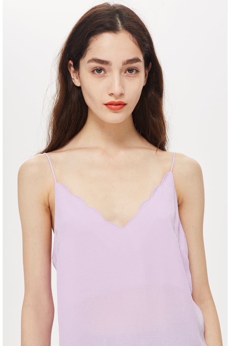 Satin Scallop Cami, Alternate, color, LILAC