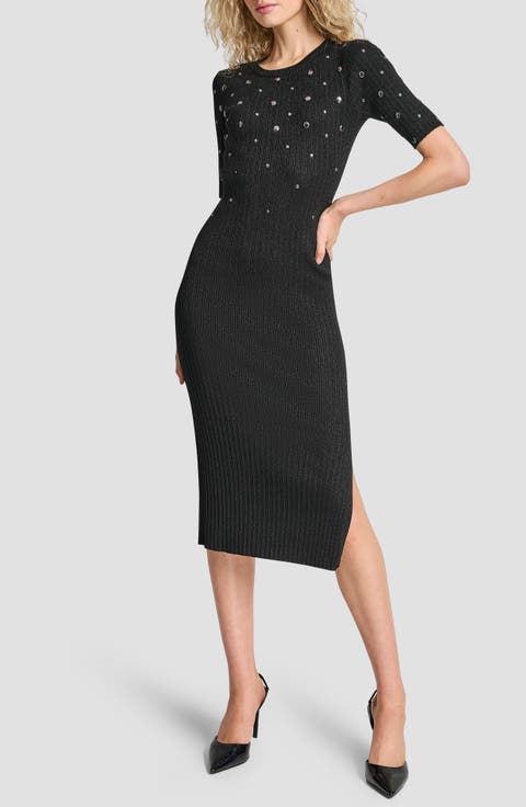 Metallic Studded Sweater Dress
