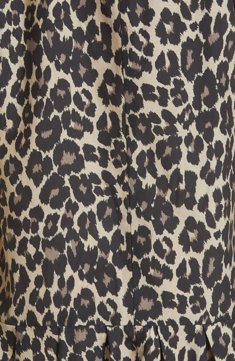 Nicole Miller Cheetah Print Ruffle Cotton Voile Shift Dress, Alternate, color,