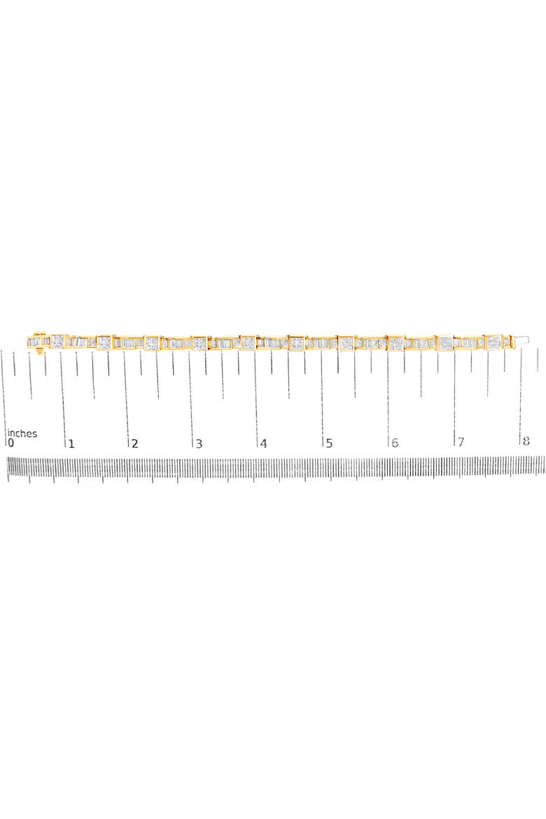 14K Yellow Gold 7.0 Cttw Baguette Cut Diamond Alternating Box and Wave Link Bracelet, Alternate, color, Yellow Gold