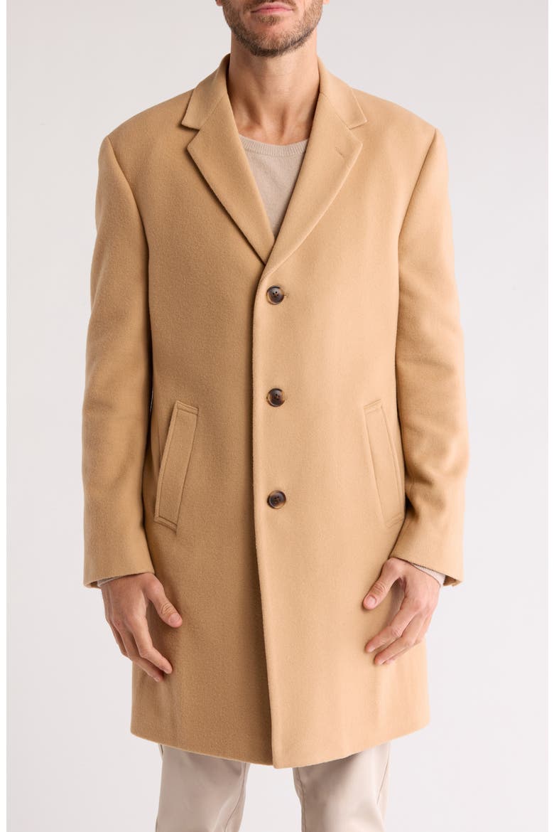 Wool Blend Top Coat, Main, color, CAMEL