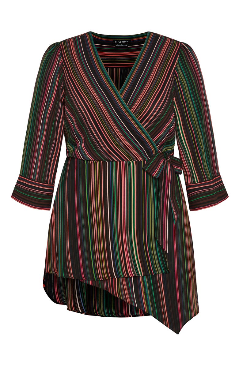 City Chic Jemma Stripe Wrap Tunic Top, Alternate, color, 