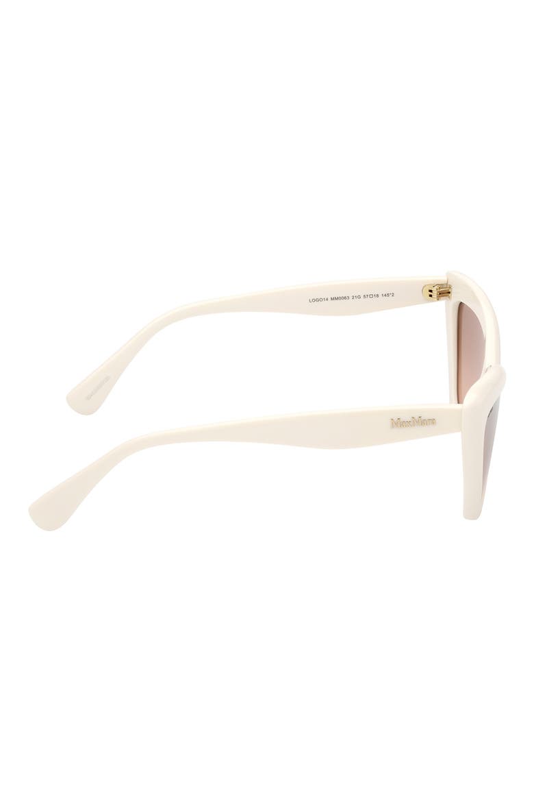 57mm Cat Eye Sunglasses, Alternate, color, WHITE / BROWN MIRROR