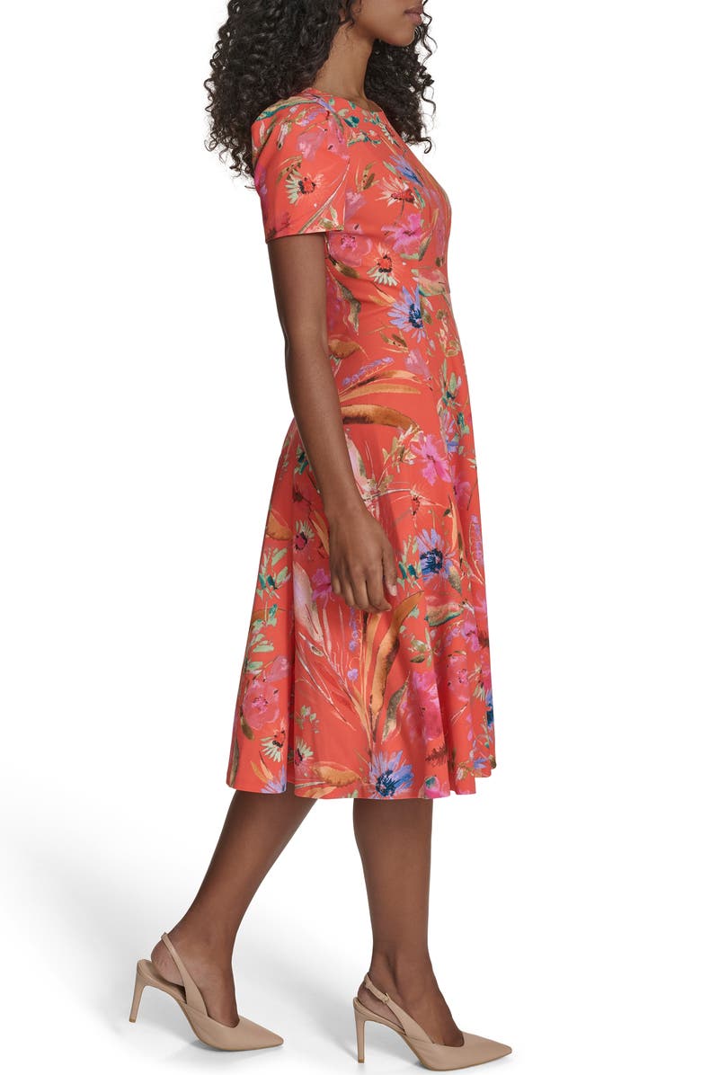 Calvin Klein Floral Midi Dress, Alternate, color, Ember Multi