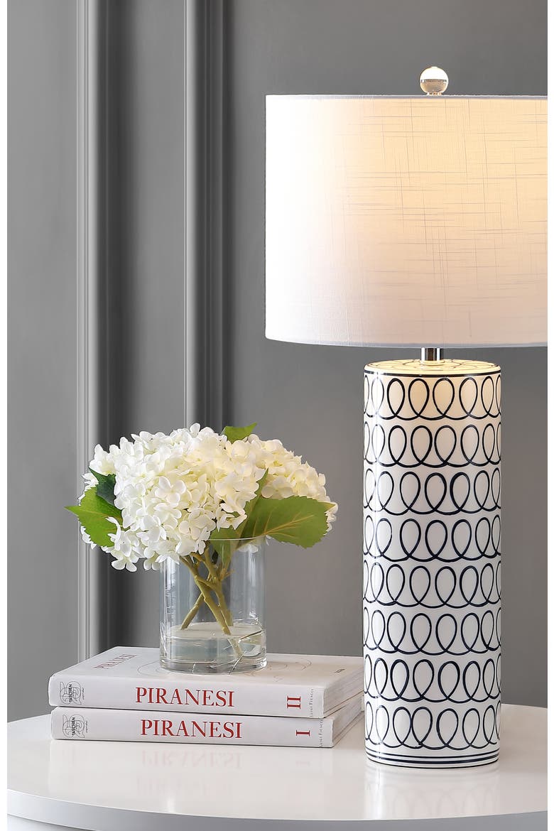 Loop 28.75" Ceramic Modern Column LED Table Lamp, Blue/White, Alternate, color, White/Blue