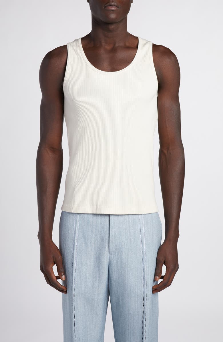 Bottega Veneta Compact Rib Stretch Cotton Tank Top, Main, color, 