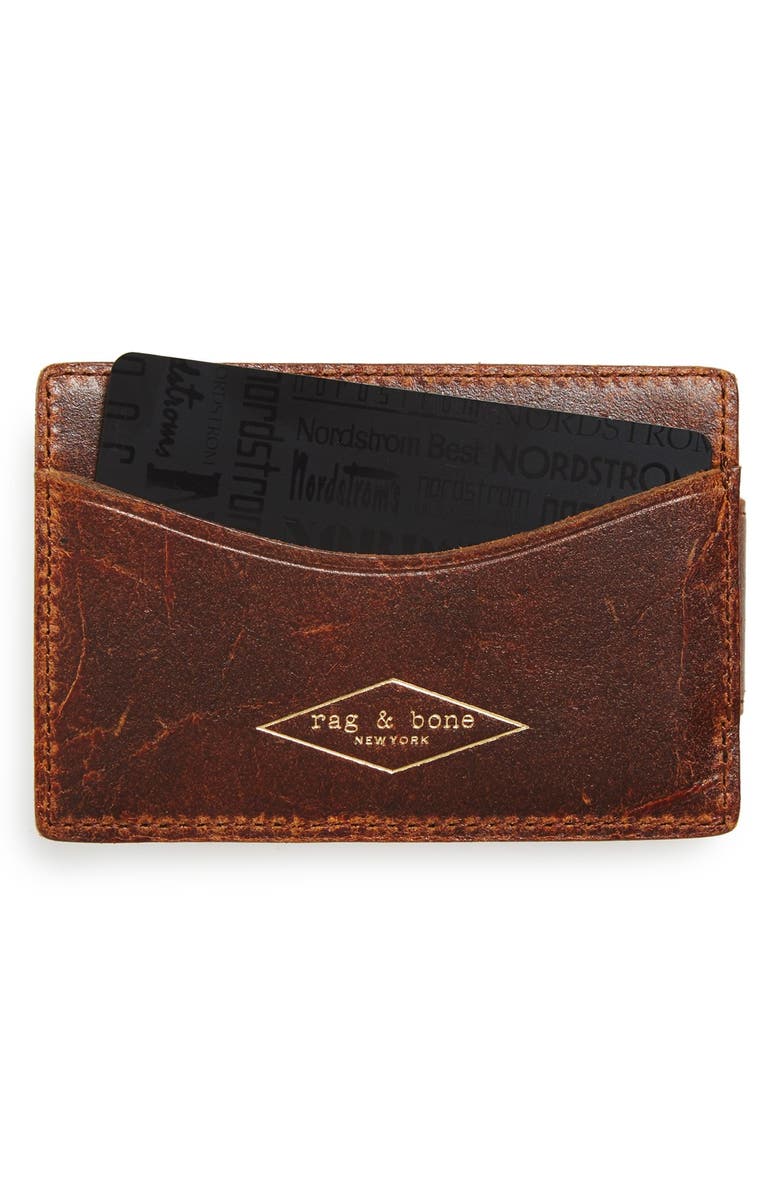 rag & bone Leather Money Clip Wallet, Main, color, 