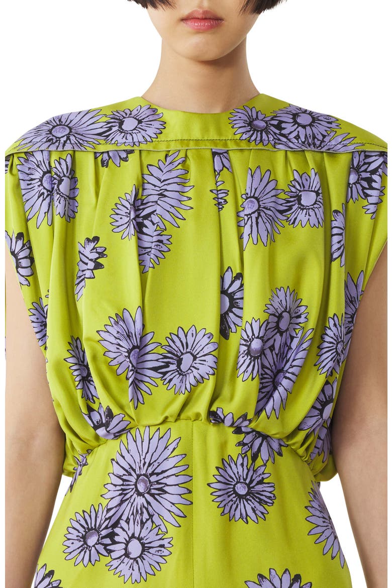 Printed Silk Midi Dress, Alternate, color, Absinth/Lilac