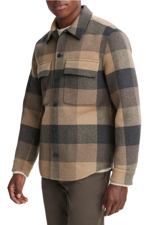 Splittable CheckWool Blend Button-Up Shirt Jacket