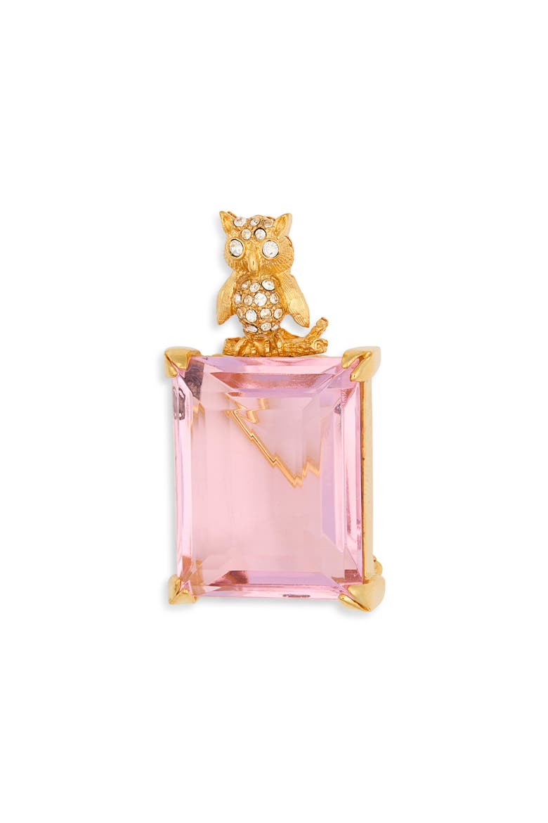 Pink Owl Brooch, Main, color, POLISHED GOLD