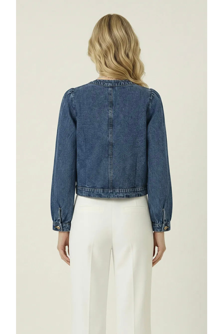 Button Front Utility Pocket Denim Jacket, Alternate, color, Dark Indigo Blue