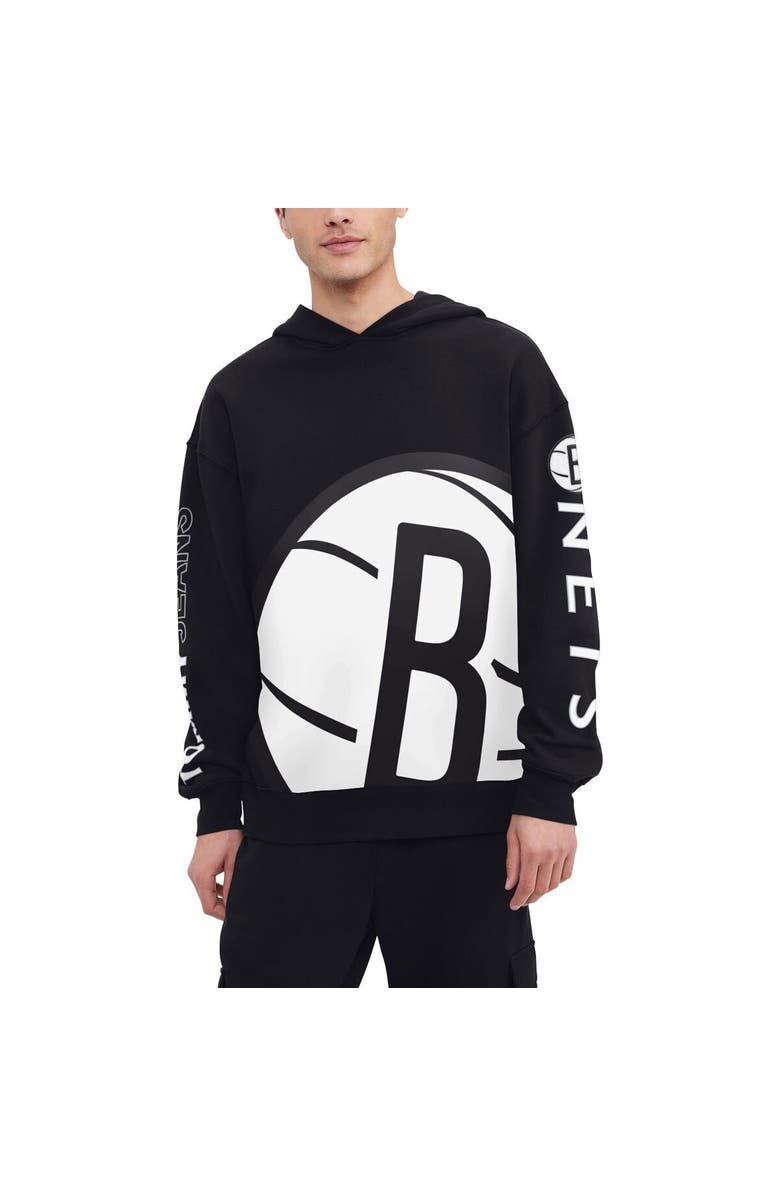 TOMMY JEANS Men's Tommy Jeans Black Brooklyn Nets Kenny Pullover Hoodie, Alternate, color, Black