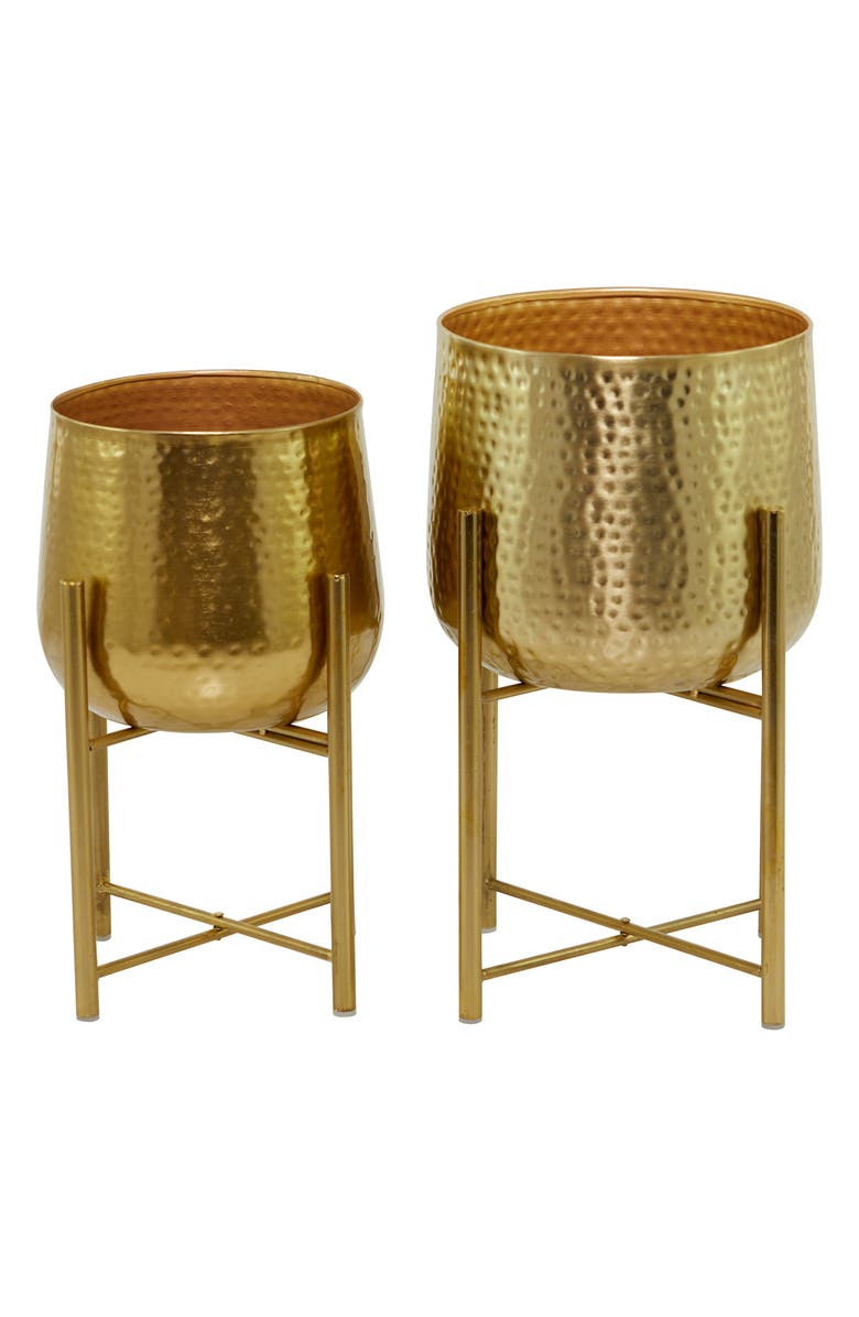 COSMO BY COSMOPOLITAN Goldtone Metal Modern Planter with Removable Stand - Set of 2, Main, color, 