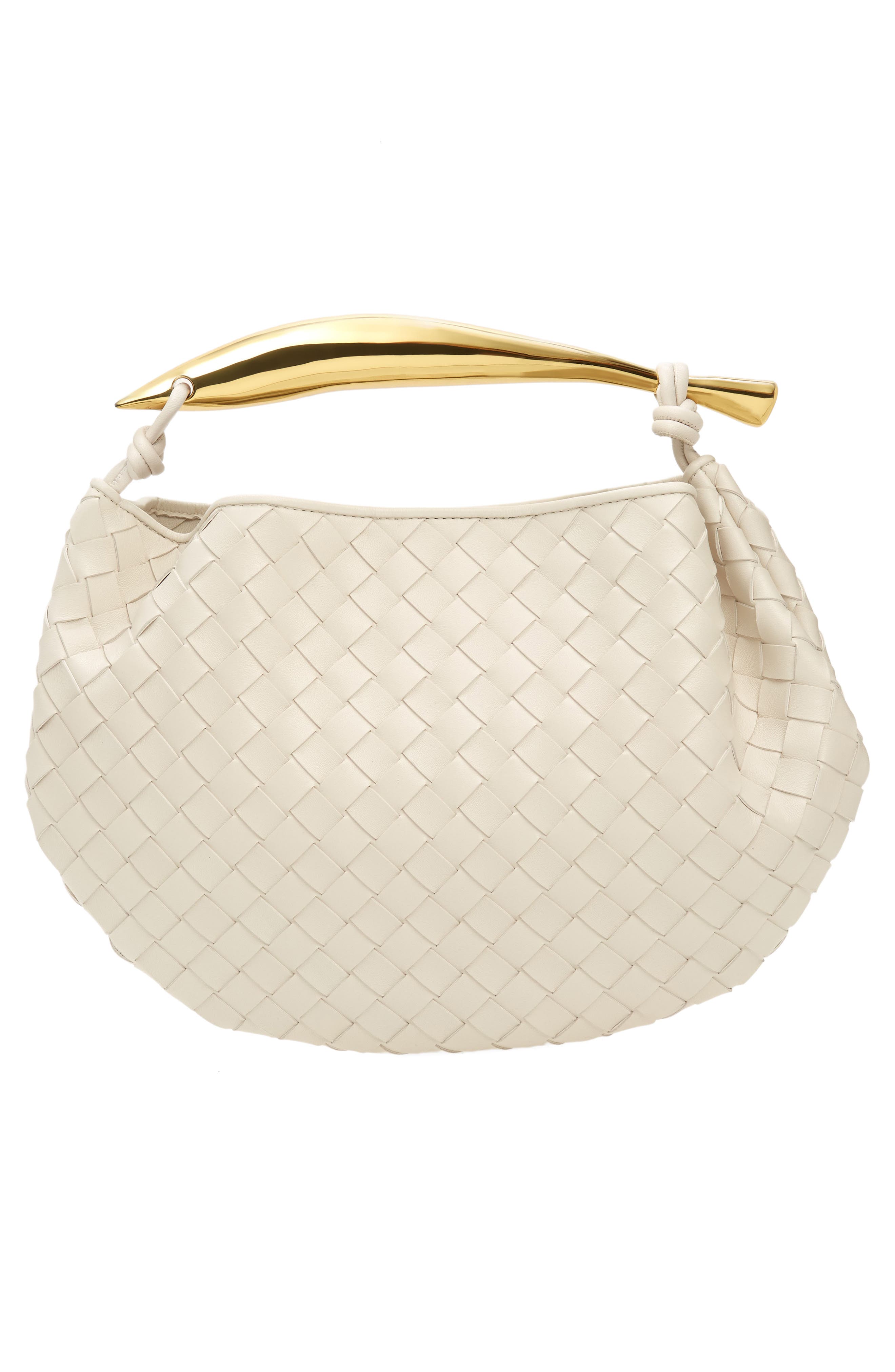 Bottega Veneta Sardine Intrecciato Leather Top Handle Bag, Alternate, color, 9104 Chalk-M Brass