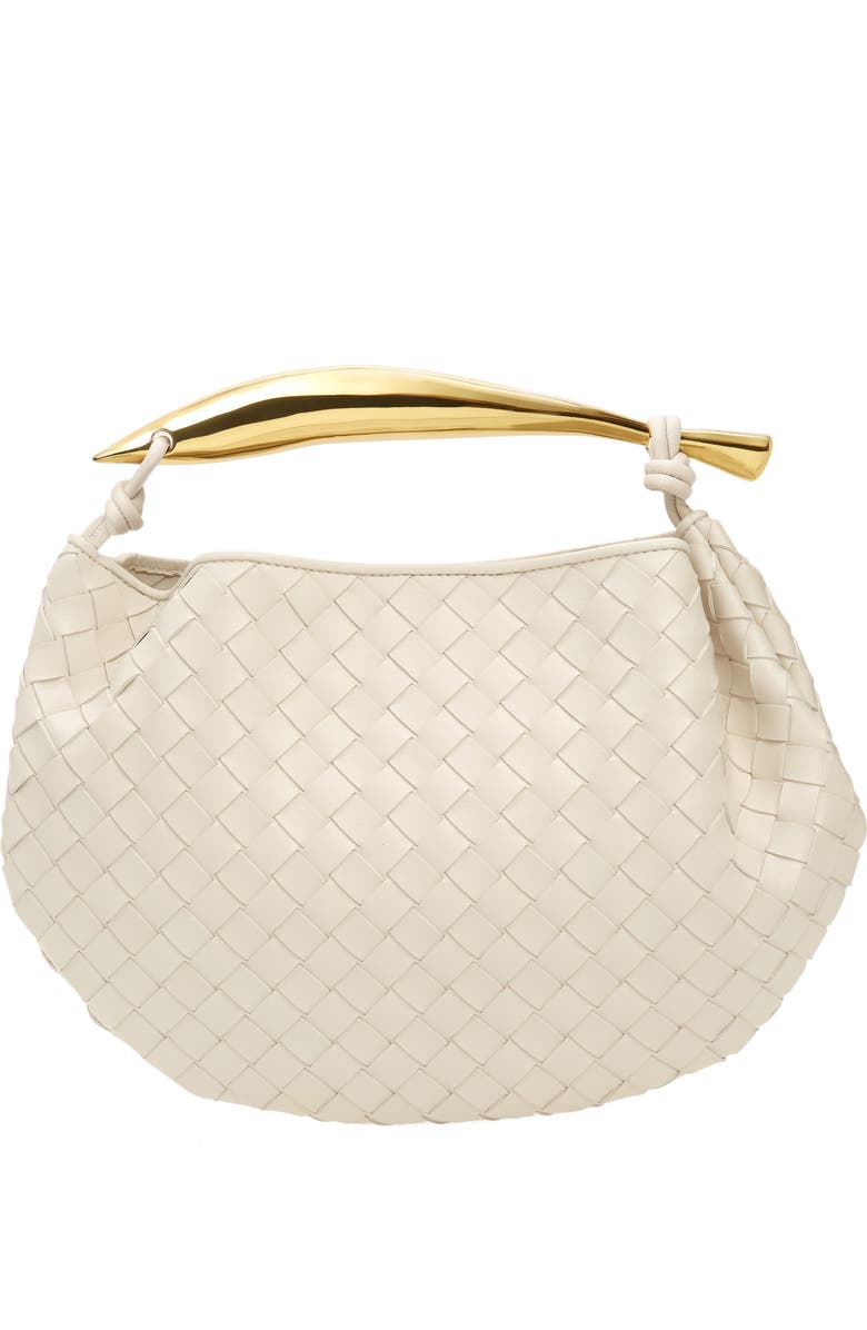 Bottega Veneta Sardine Intrecciato Leather Top Handle Bag, Alternate, color, 9104 Chalk-M Brass