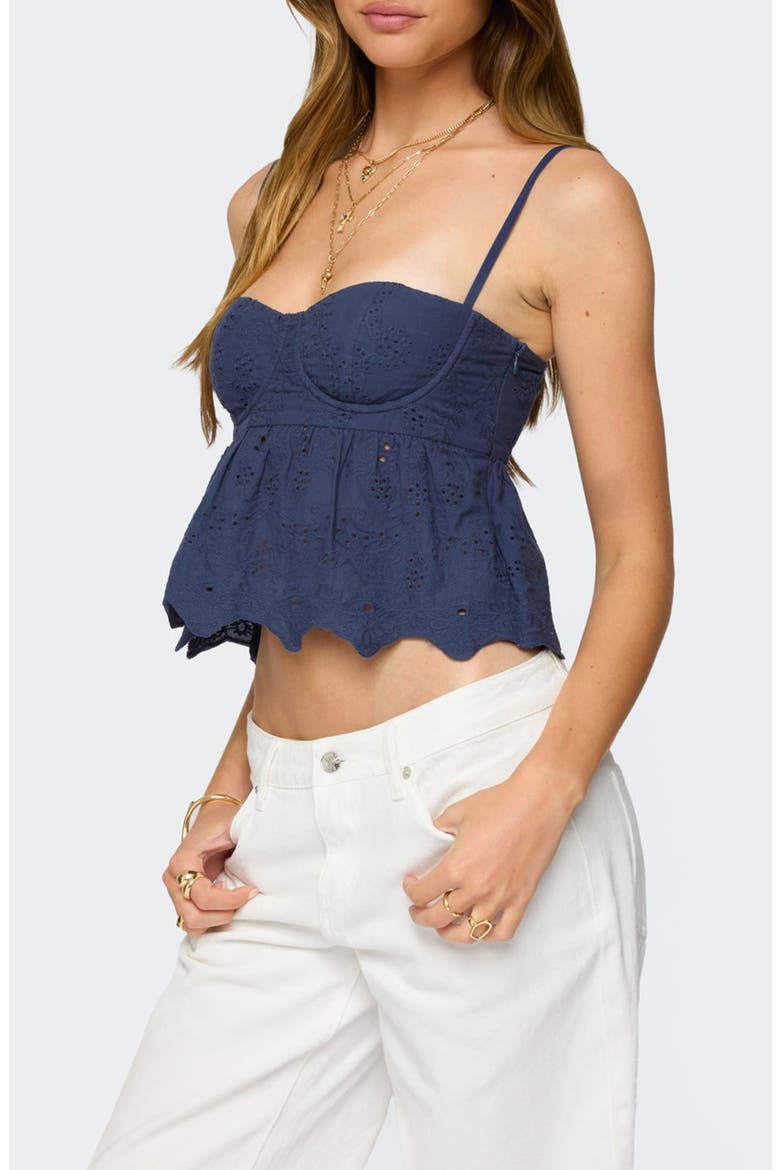 Emme Cotton Eyelet Crop Top, Alternate, color, BLUE