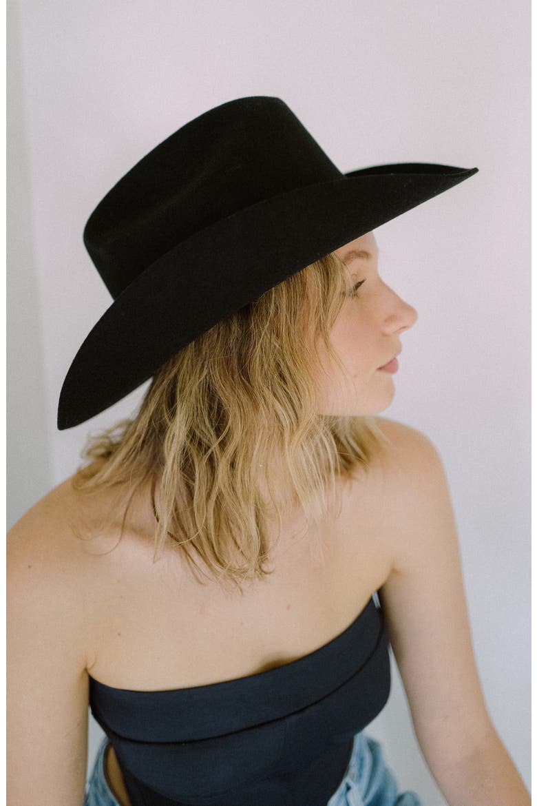 Texan Felted Wool Cowboy Hat, Alternate, color, BLACK