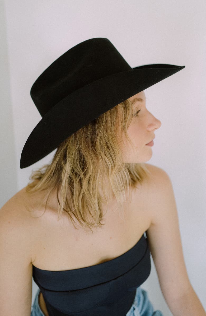 MODERN MONARCHIE Texan Felted Wool Cowboy Hat, Alternate, color, Black