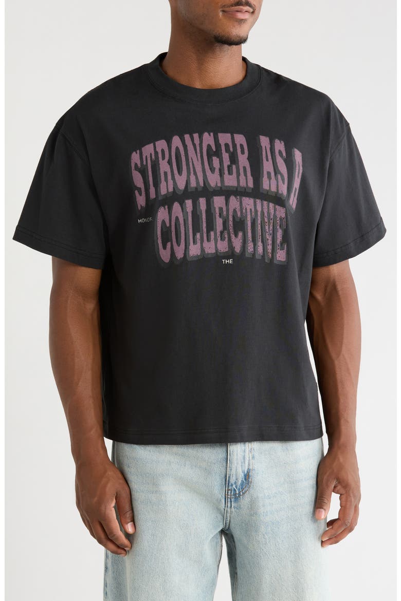 Stronger As a Collective Cotton Graphic T-Shirt, Main, color, BLACK