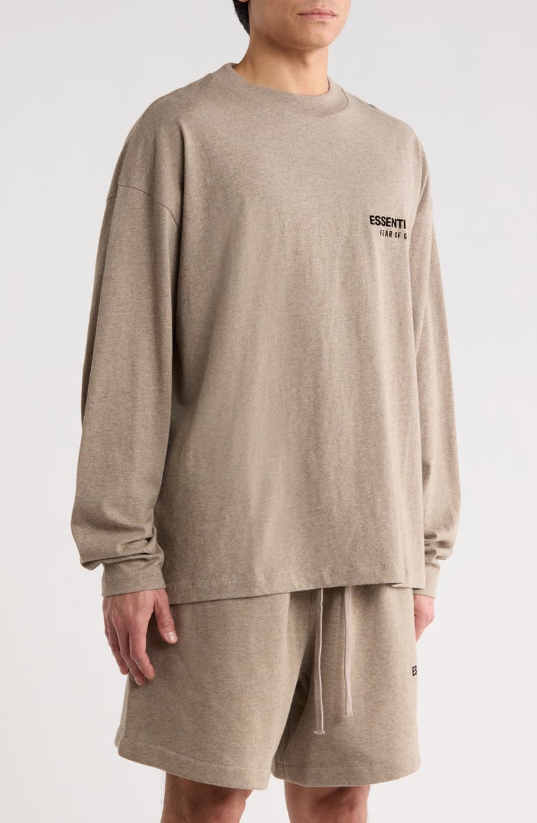Fear of God Essentials Classic Fit Long Sleeve Cotton Logo T-Shirt, Alternate, color, Homestead Heather