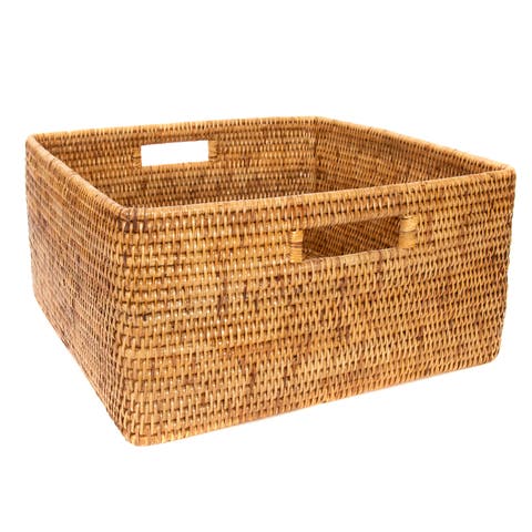 Artifacts Rattan Square Storage Basket with Rounded Corners