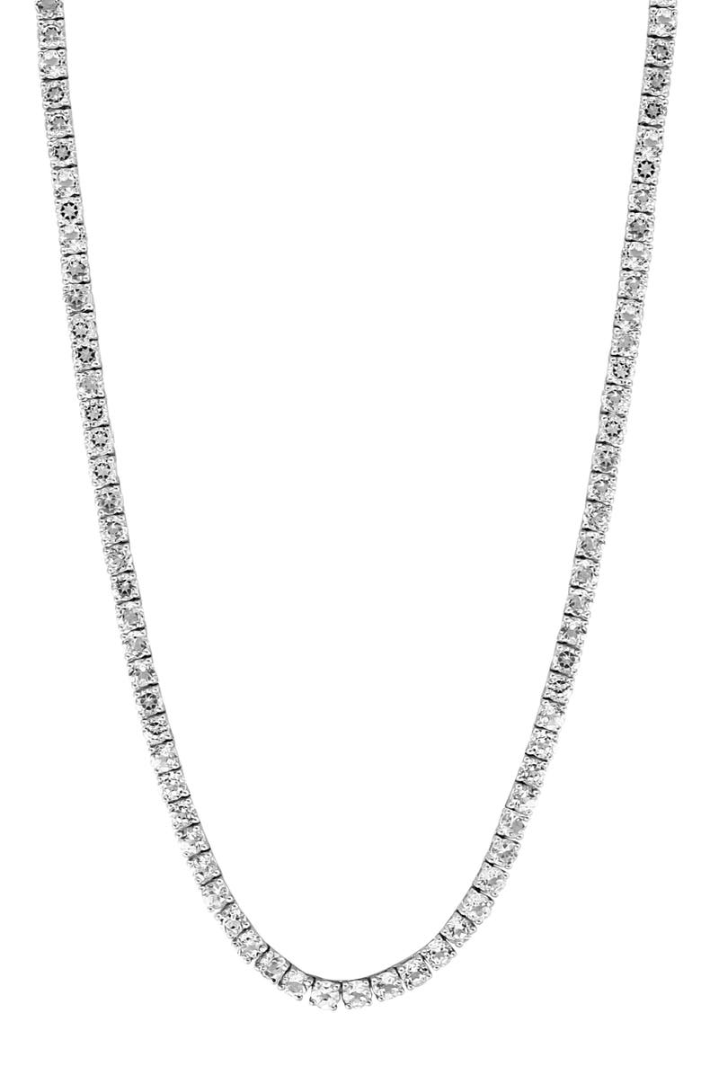 EFFY Men's Sterling Silver White Topaz Tennis Necklace, Main, color, 