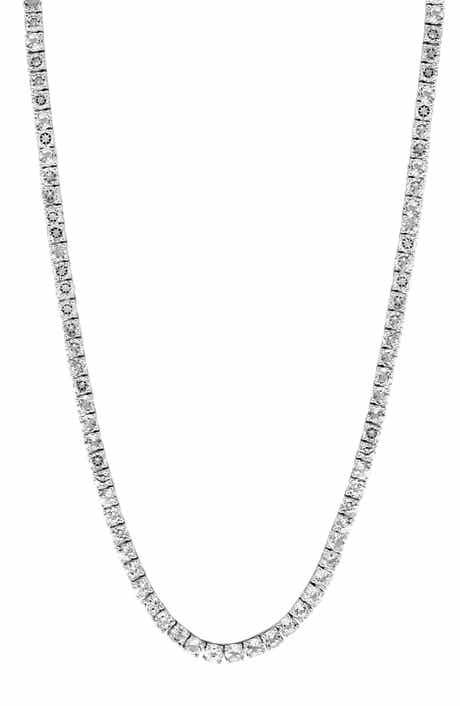 EFFY Men's Sterling Silver White Topaz Tennis Necklace