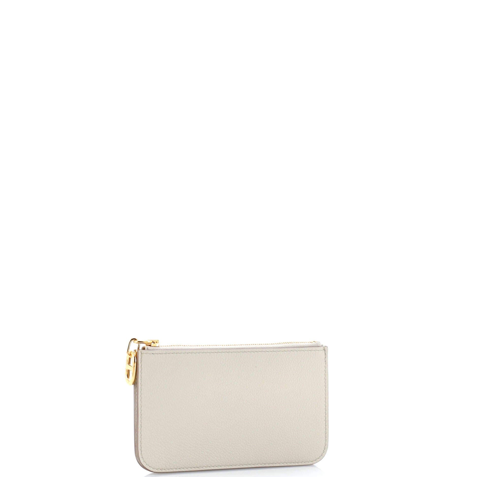 Pre-Owned Hermes Zipengo Chaine d'Ancre Zip Card Holder Leather, Alternate, color, Beton