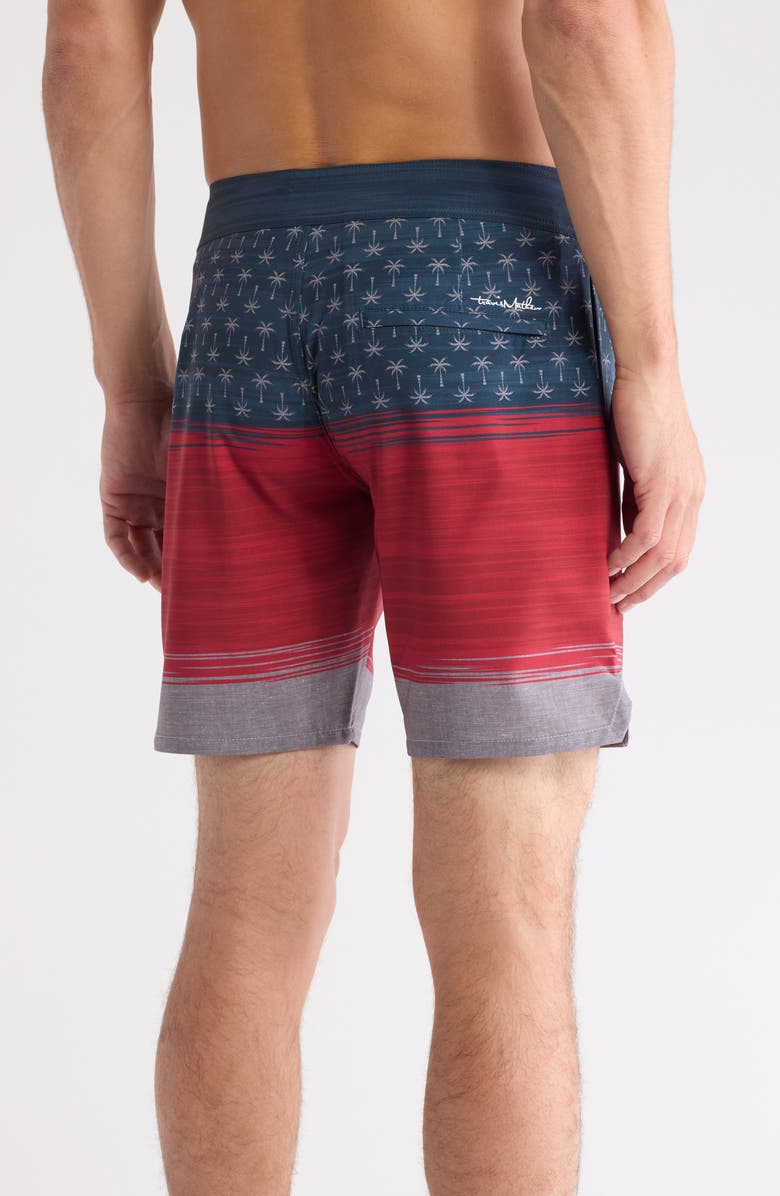 TravisMathew Palm Tree Fun Board Shorts, Alternate, color, Heather Blue Nights