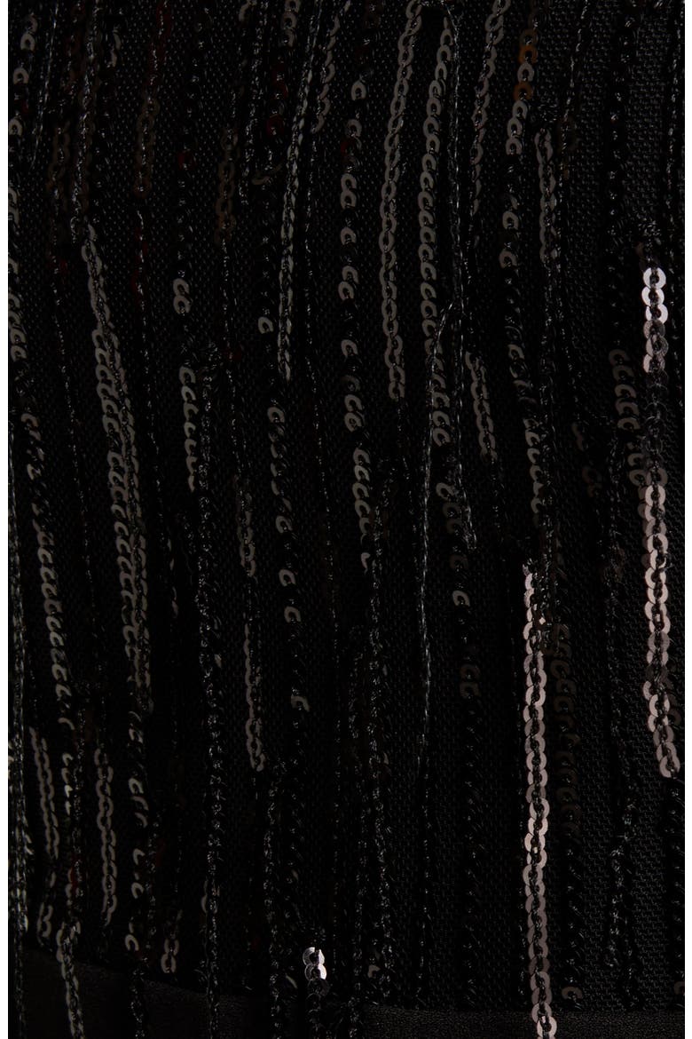 Sequin Fringe Long Sleeve Jumpsuit, Alternate, color, BLACK