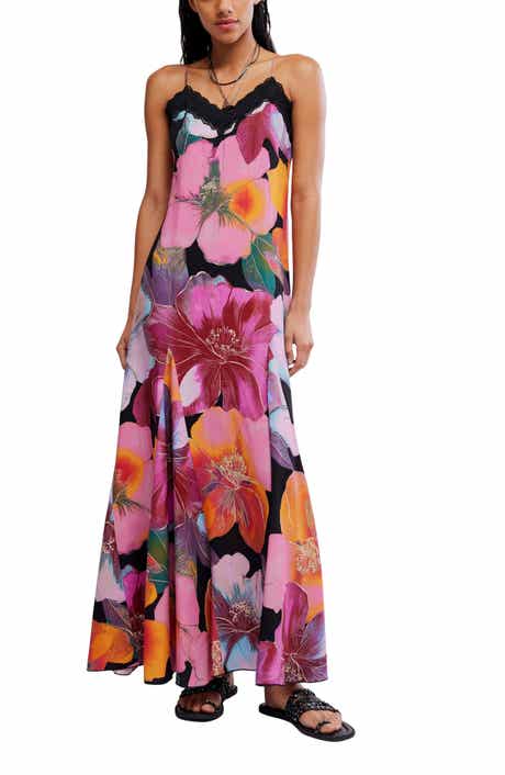Bloomspell Floral Lace Trim Maxi Dress