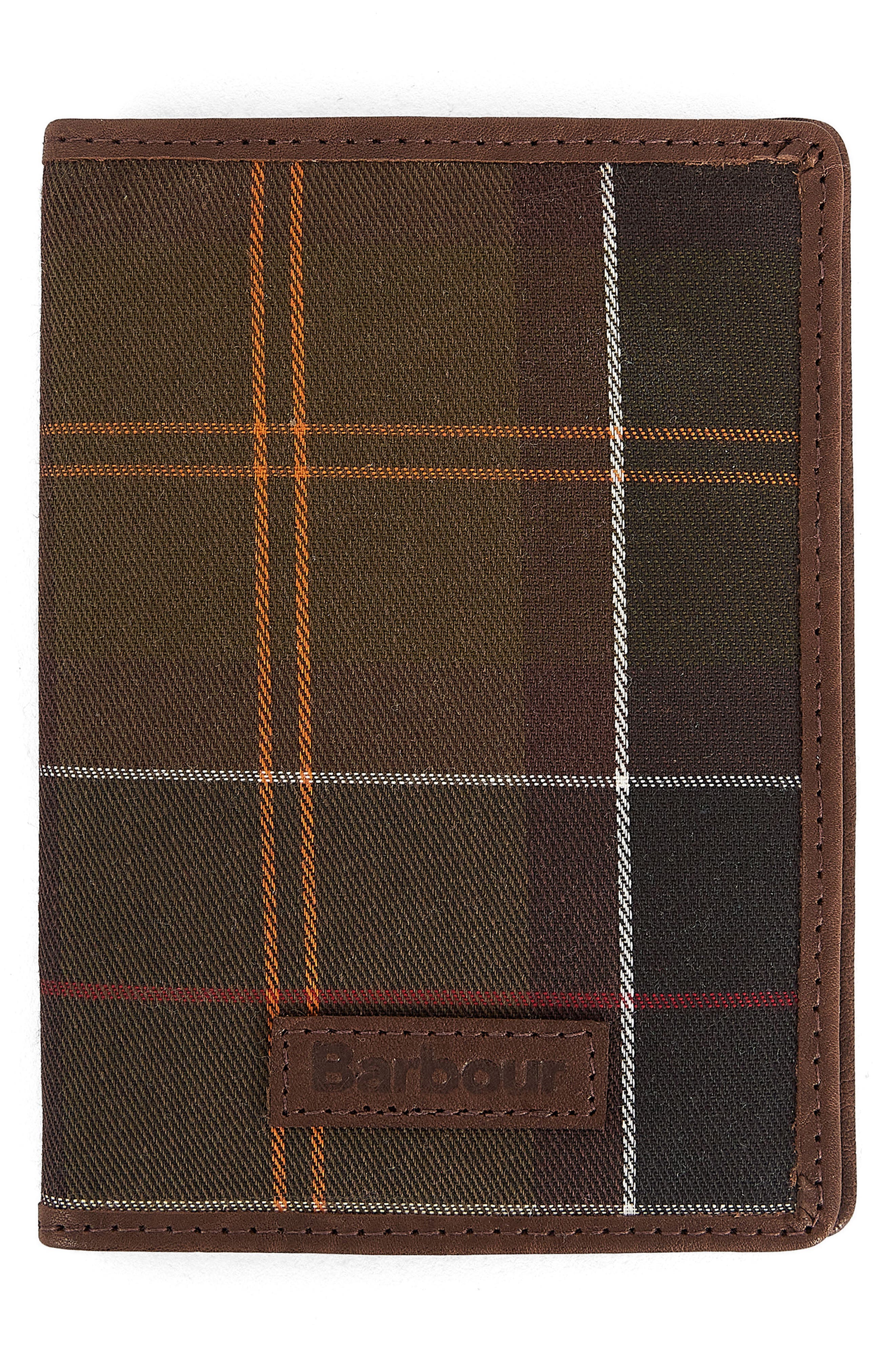 Barbour Tartan Passport Case & Luggage Tag, Alternate, color, 