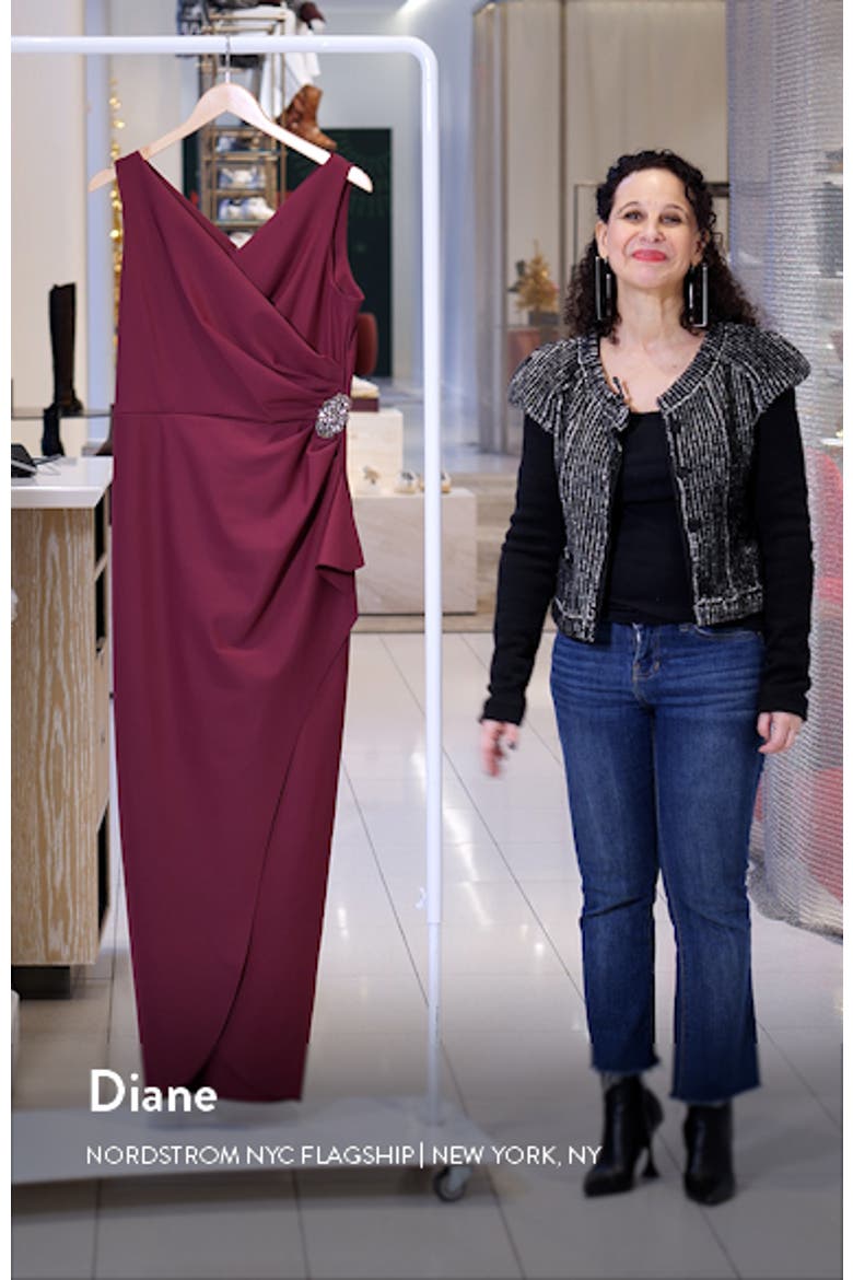 Embellished Side Drape Column Formal Gown video