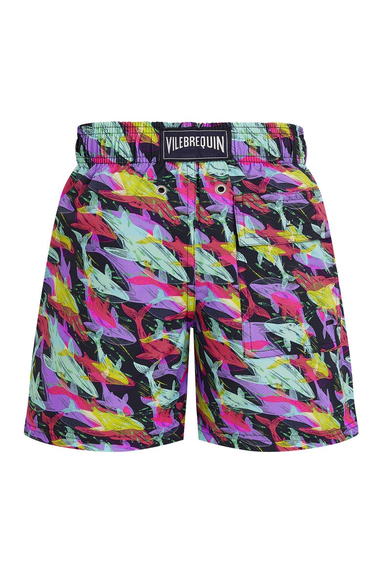 Boys Stretch Swim Shorts Whales Offset, Alternate, color, Navy