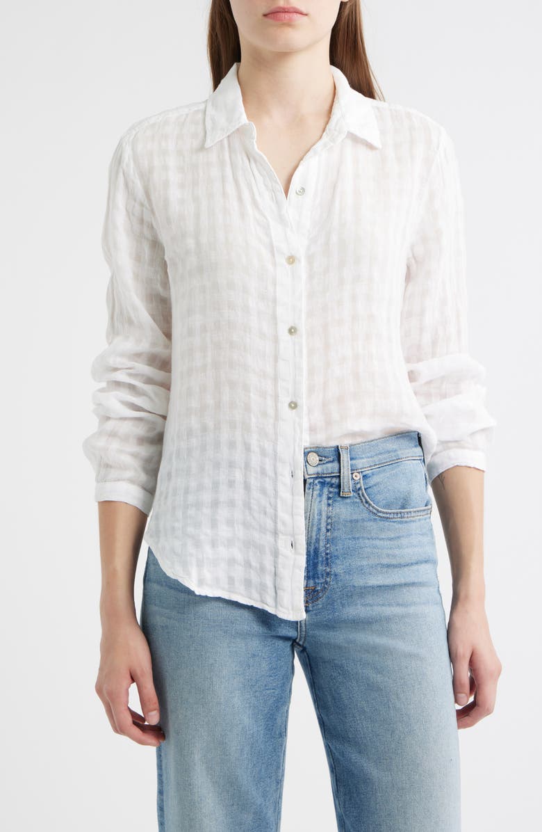 Bella Dahl Clean Front Linen & Cotton Button-Up Shirt, Main, color, White