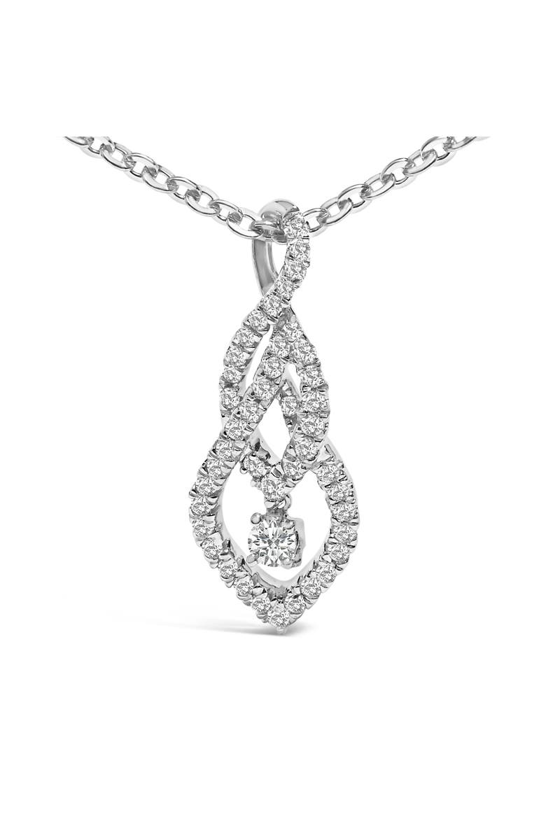 Sterling Silver 1/3 Cttw Diamond Swirl Teardrop Pendant Necklace, Alternate, color, Silver
