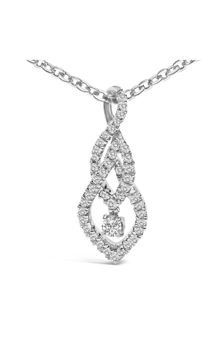 Haus of Brilliance Sterling Silver 1/3 Cttw Diamond Swirl Teardrop Pendant Necklace, Alternate, color, Silver