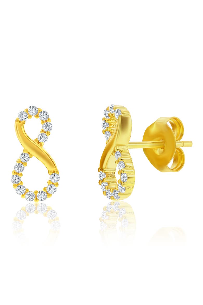 Cubic Zirconia Infinity Stud Earrings & Pendant Necklace Set, Alternate, color, GOLD