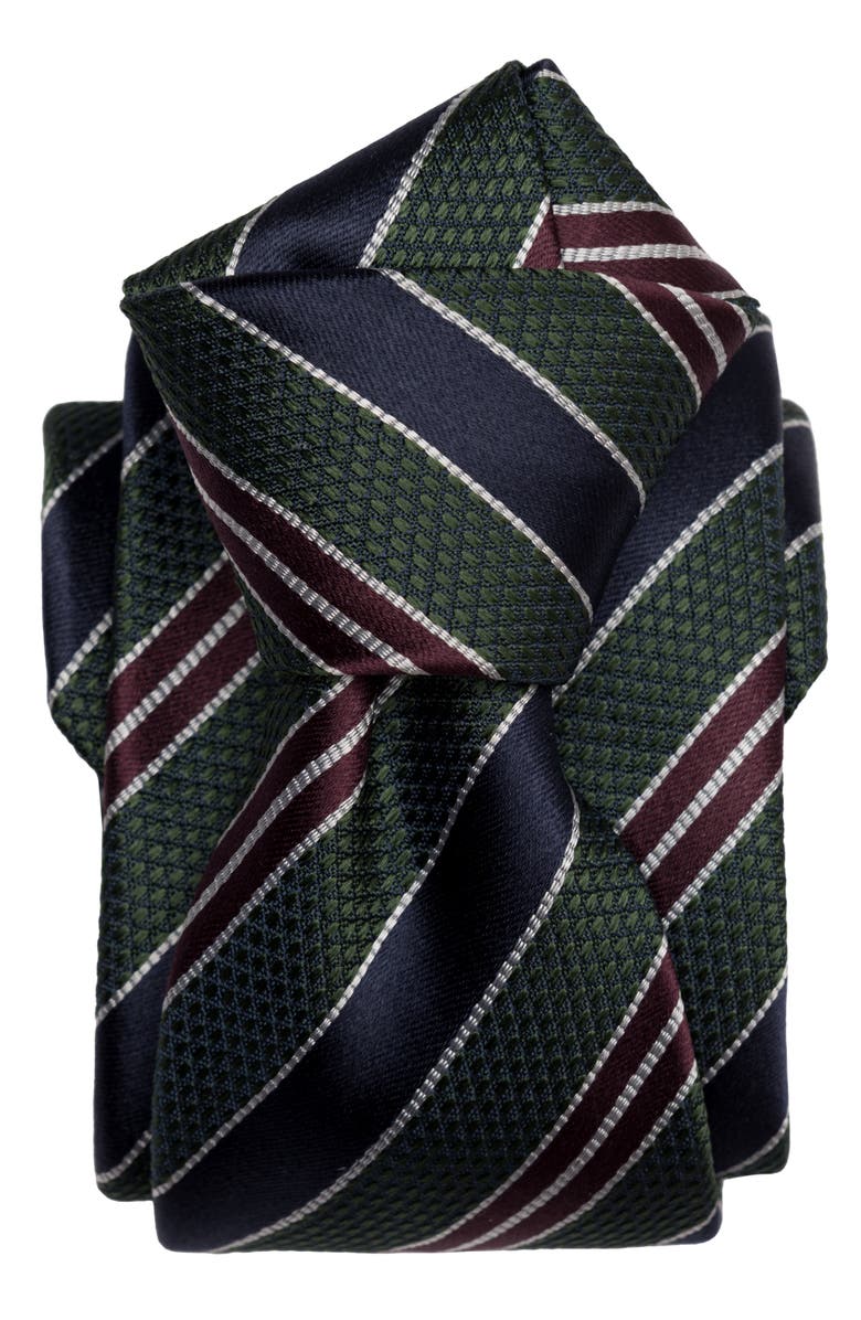 Elizabetta Vesuvio - Extra Long Silk Jacquard Tie for Men, Alternate, color, Green And Navy