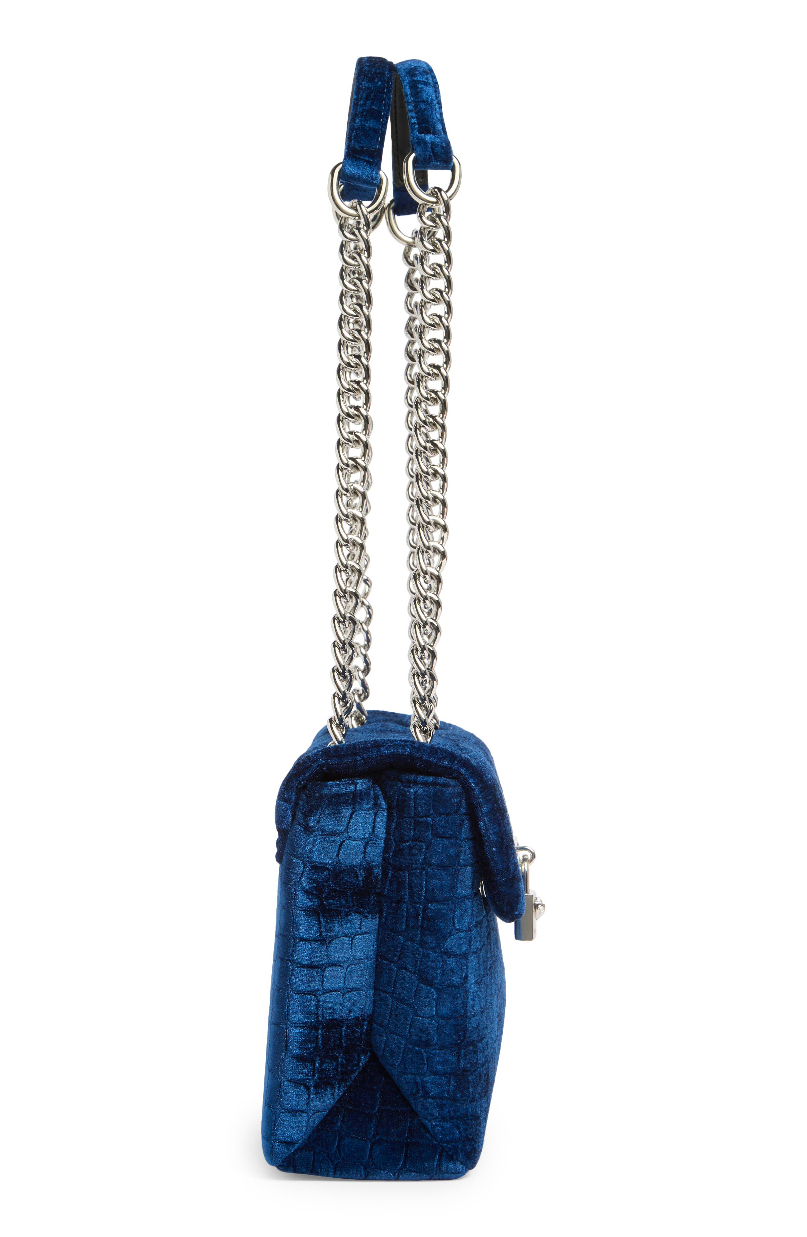 Kurt Geiger London Brixton Velvet Shoulder Bag, Alternate, color, Navy