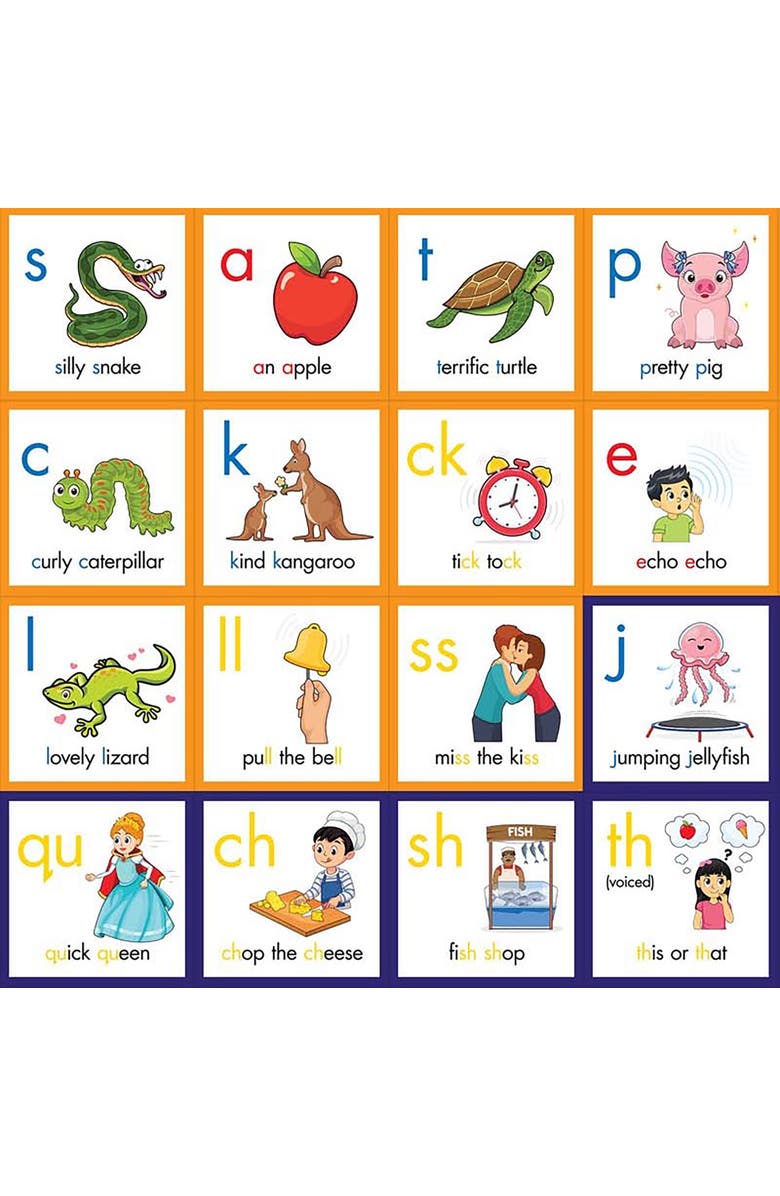 Junior Learning Rainbow Phonics 52 Letter Sound Posters, Kids, Alternate, color, Multicolored