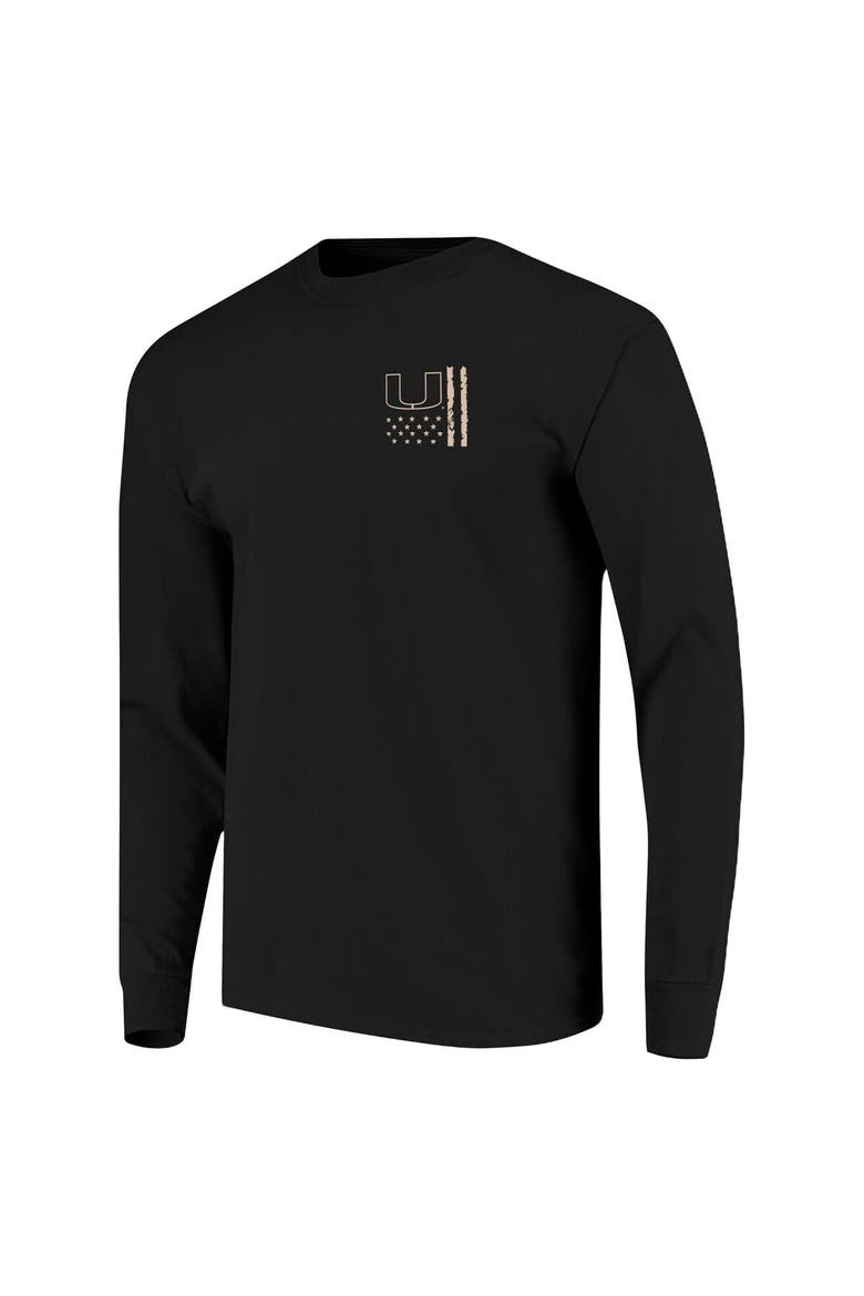 Men's  Black Miami Hurricanes OHT Camo Overlay Comfort Colors Long Sleeve T-Shirt, Alternate, color, Black