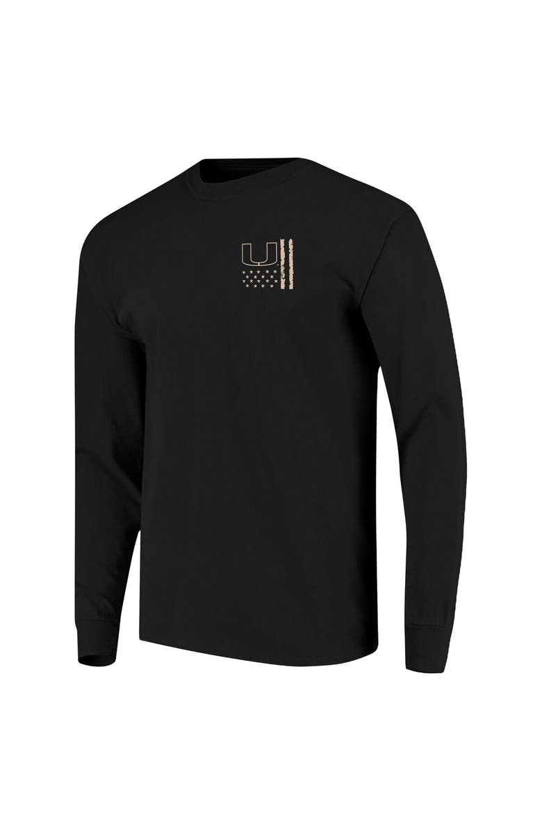 IMAGE ONE Men's  Black Miami Hurricanes OHT Camo Overlay Comfort Colors Long Sleeve T-Shirt, Alternate, color, Black