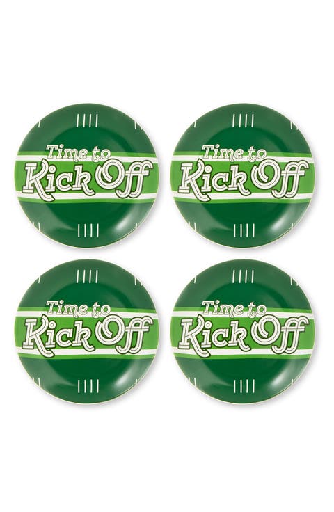 Set of 4 Football Melamine Appetizer Plates