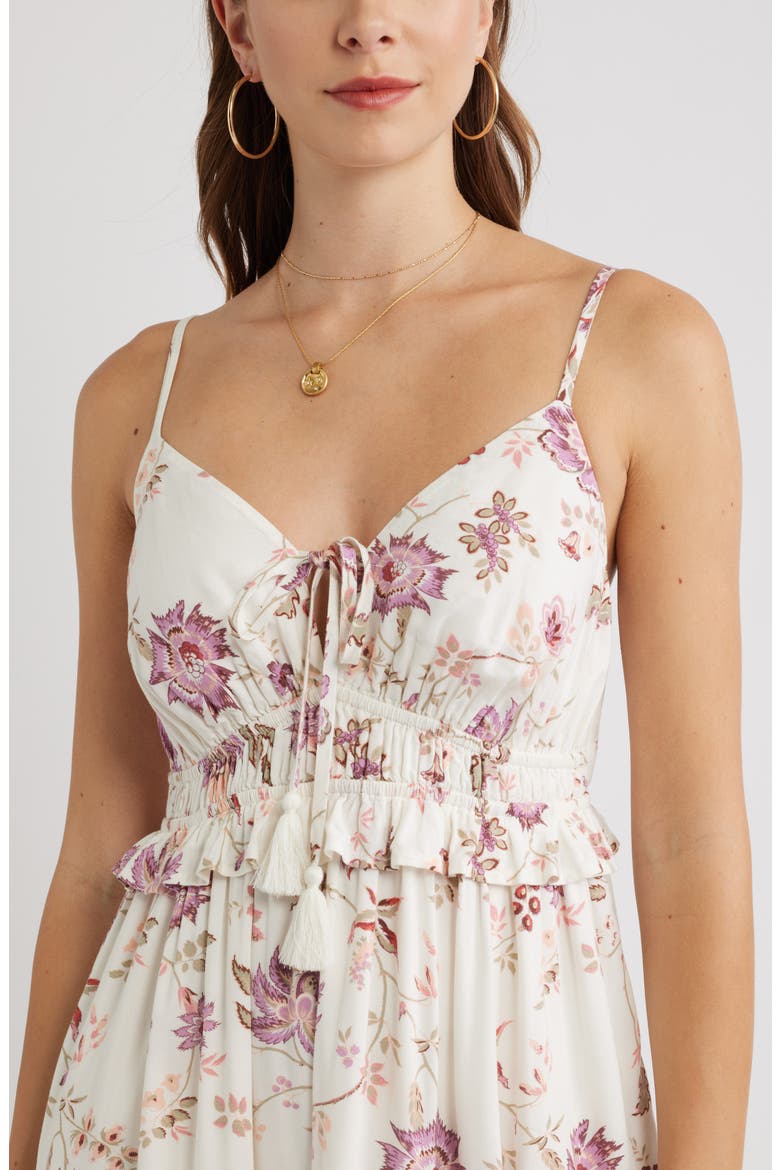 Floral Peplum Maxi Dress, Alternate, color, IVORY- PINK COTTAGE FLORAL