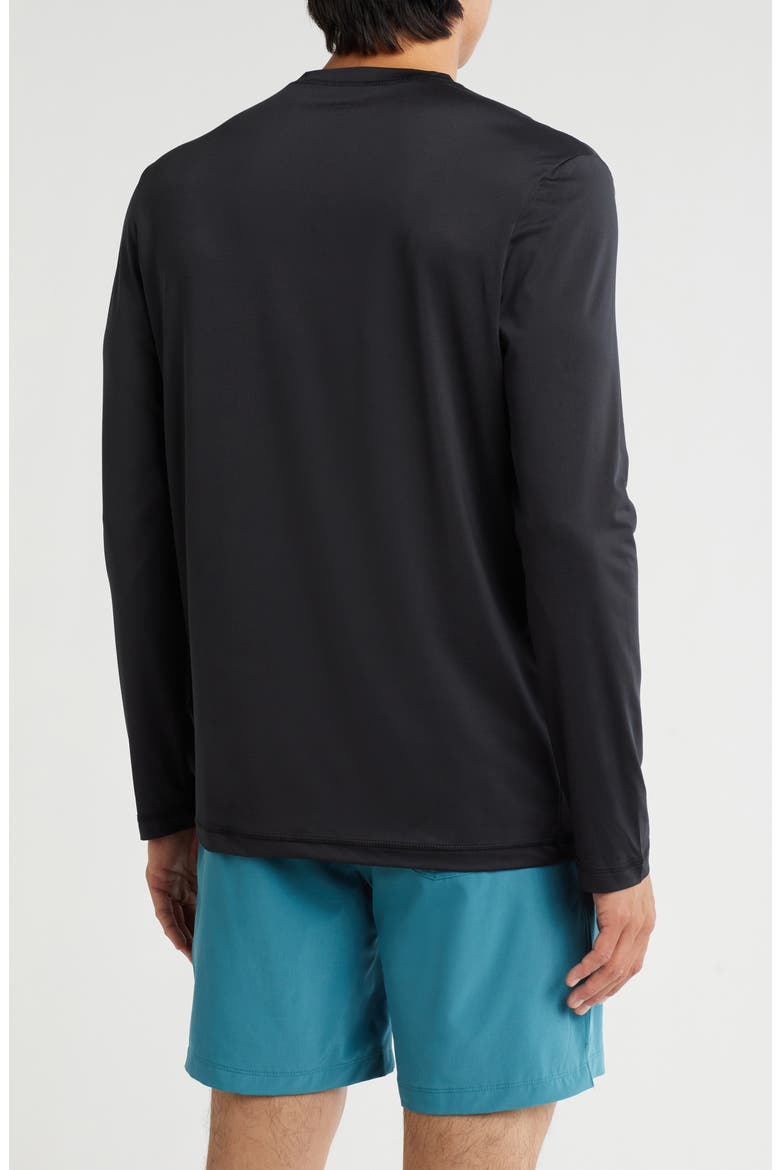 Logo Wave Long Sleeve Rashguard, Alternate, color, BLACK
