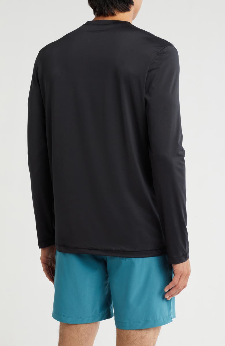 Hurley Logo Wave Long Sleeve Rashguard, Alternate, color, Black