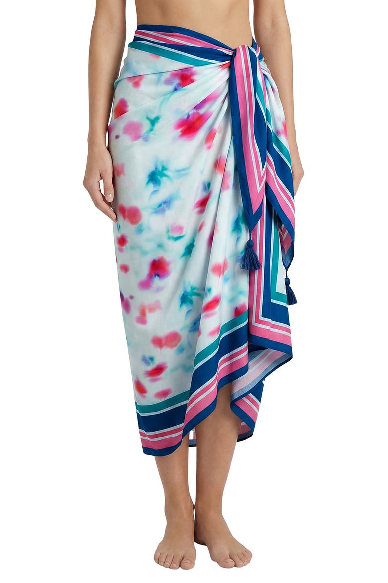 Melanie Border Print Pareo Cover-Up, Main, color, Cielo Print