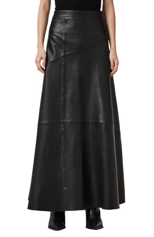 Allsaints Giana Maxi Leather Skirt In Black